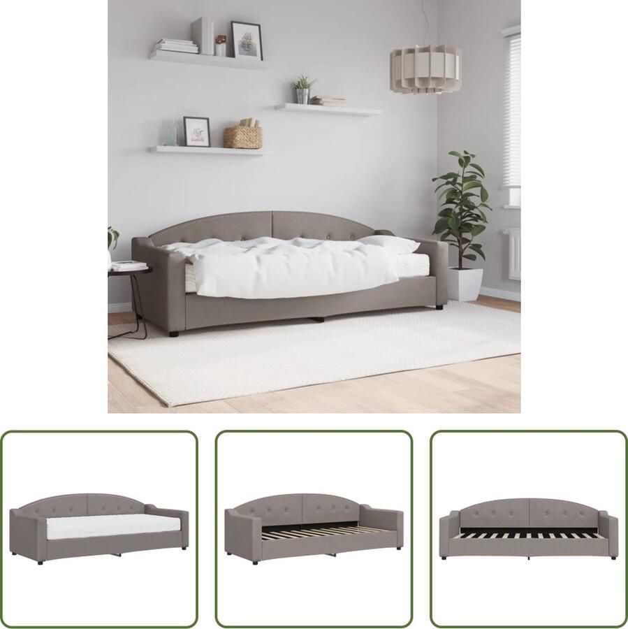 The Living Store Slaapbank 2-in-1 223 x 90 x 75 cm Taupe Schuimmatras Duurzame stof Slaapbank Tweepersoonsbed Sofa Bed Lounge Bank Multifunctioneel Meubilair