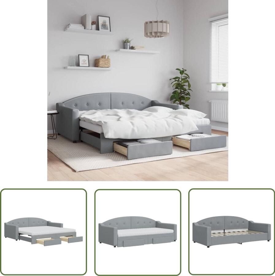 The Living Store Slaapbank 2-in-1 Lichtgrijs 213x192.5x75cm Veelzijdig en comfortabel Slaapbank Sofa Bed Kanapé Lits Multifunctioneel Meubilaar Slaapbanken Grijs
