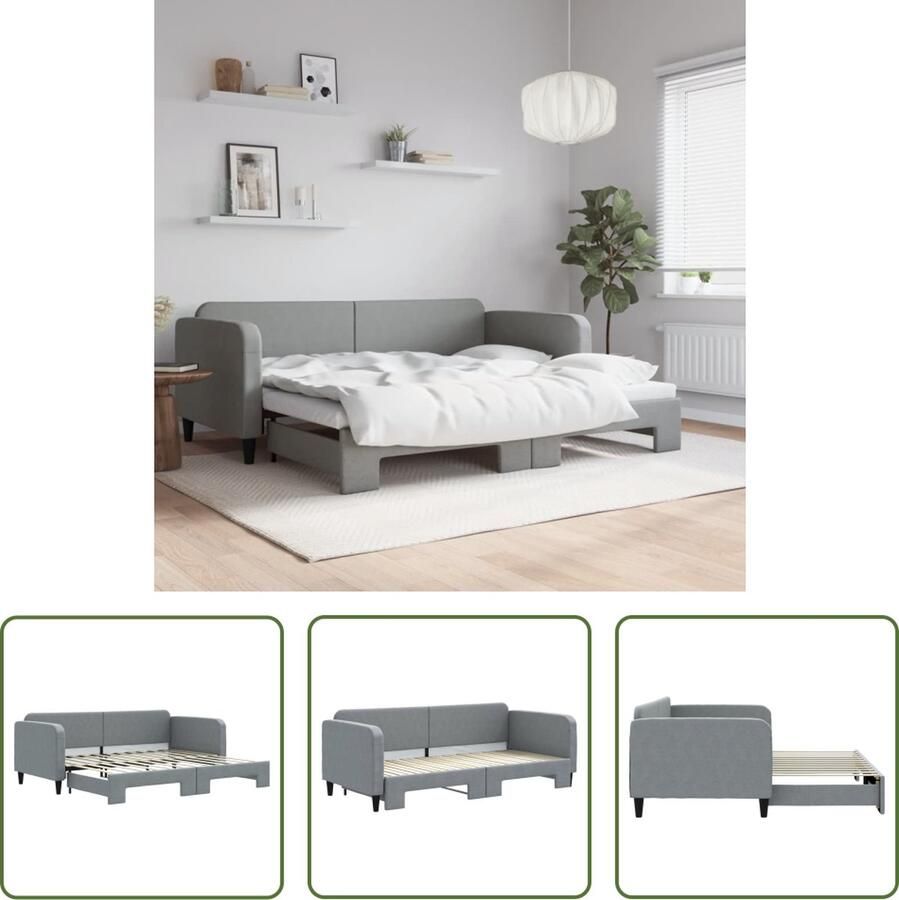 The Living Store Slaapbank 2-in-1 Lichtgrijs 223x100x75cm Hout en Metaal Slaapbank Tweepersoonsbed Sofa Bed Kanapé-lit Meubels