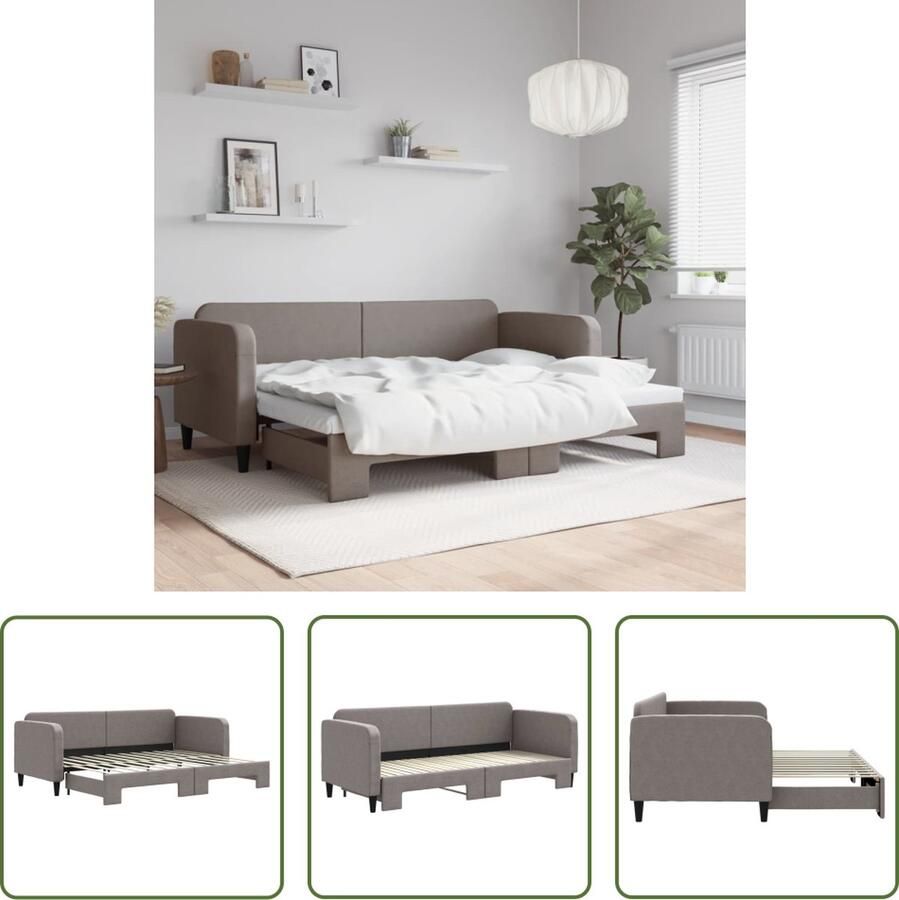 The Living Store Slaapbank 2-in-1 Taupe 223 x 90 x 75 cm Geschikt voor matras van 80 x 200 cm Slaapbank Tweepersoonsbed Kanapé-bed Sofa Bed Lounge Bed