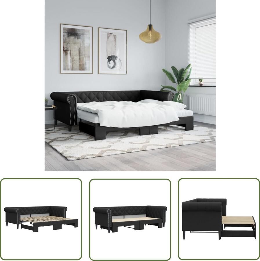 VidaXL The Living Store Slaapbank 2-in-1 Zwart 235 x 100 x 68 cm Duurzaam kunstleer