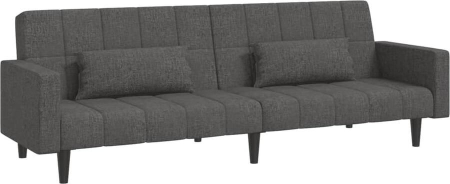The Living Store Slaapbank 2-Zits donkergrijs omklapbare rugleuningen Slaapbank Tweezitter Donkere Grijze Bank Kanapé Bed Lounge Sofa - Foto 2
