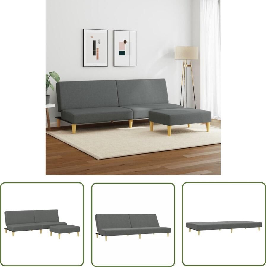 The Living Store Slaapbank 2-zits met voetenbank stof donkergrijs Slaapbank Bank Met Slaapplek Zweefstoel Lounge Stoel Relaxfauteuil