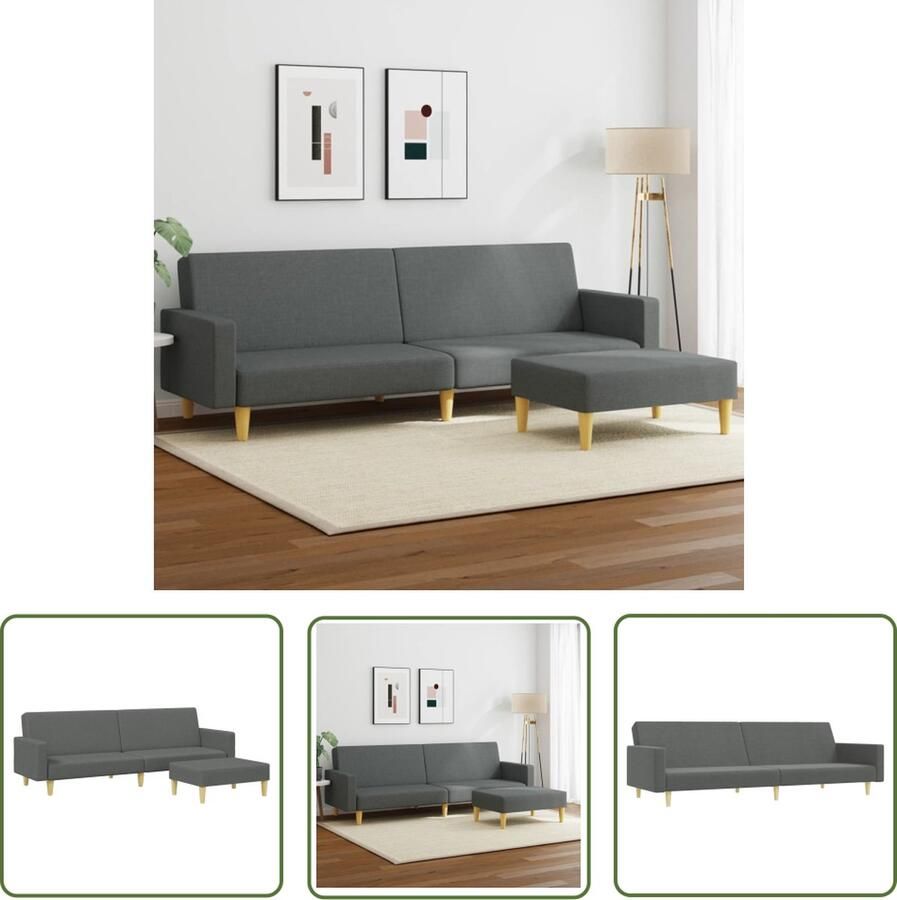 The Living Store Slaapbank met Voetenbank 220 x 100 x 52 cm Donkergrijs Slaapbank Sofa Bed Donker Grijs 3 Zits Lounge Meubilair