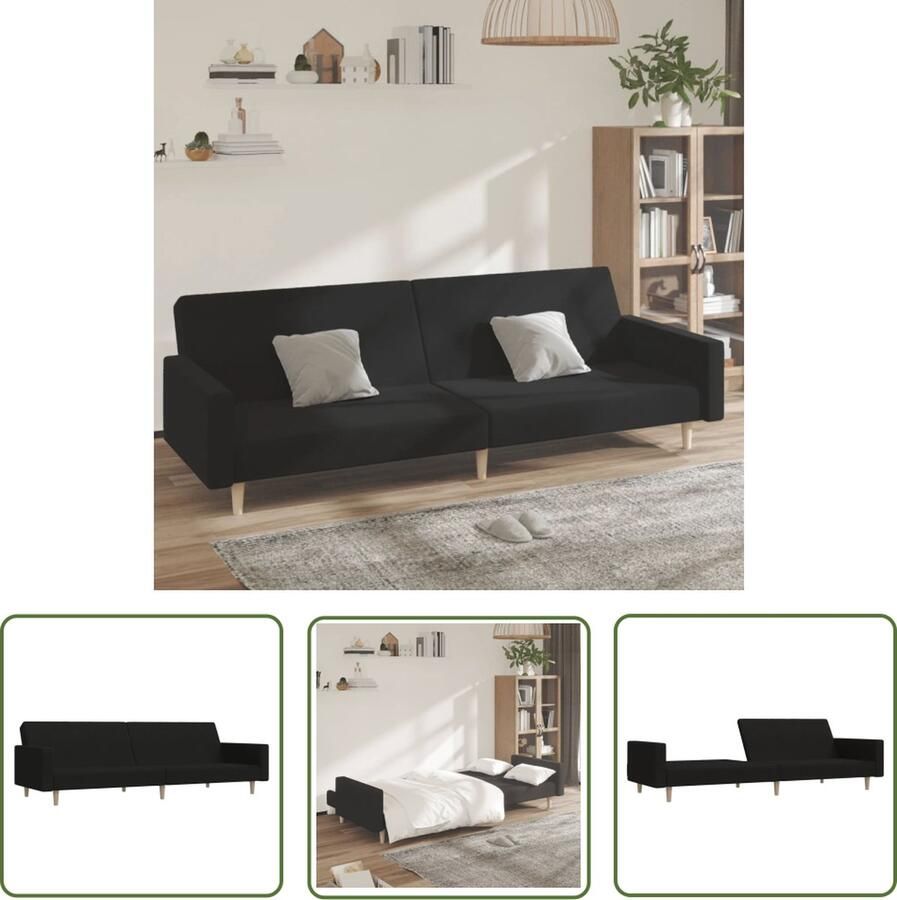 The Living Store Slaapbank 2-zits stof zwart Slaapbank Sofa Bed Tweepersoonsbed Multifunctionele Meubels Lounge Furniture