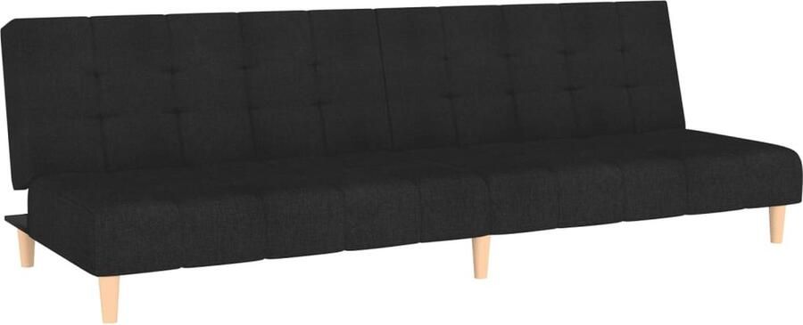 The Living Store Slaapbank 2-Zits Zwart Omklapbare Rugleuning Comfortabele Stof Stabiel Frame 200 x 84.5 x 69 cm Slaapbank Tweezitter Sofa Bed Kanapé Lit Lounge Meubels - Foto 2