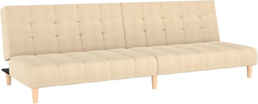 The Living Store Slaapbank 2-zitsbank 200 x 84.5 x 69 cm Crème stof metalen frame 2-in-1 functie Slaapbank 2 Persoons Bank Sofa Bed Lounge Sofa Tweepersoonsbanken - Foto 2