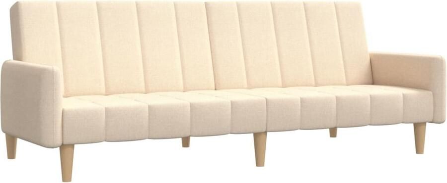 The Living Store Slaapbank 2-zitsbank 220 x 84.5 cm (L x B) Crème stof Slaapbank 2 Zits Bank Sofa Bed Creme Kleurig Multifunctionele Bank - Foto 2