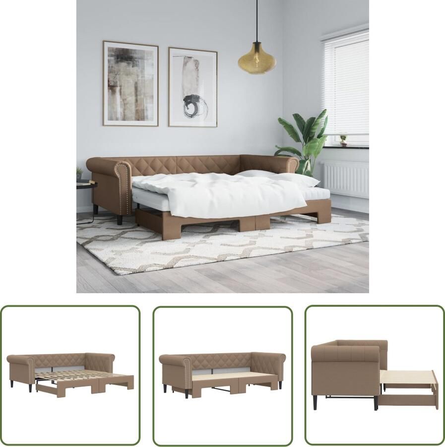 The Living Store Slaapbank Coast 235x100x68 cm 2-in-1 slaapbank met onderschuifbed Slaapbank Sofa Bed Tweepersoonsbed Kanapé Lits Bruine Meubels - Foto 2