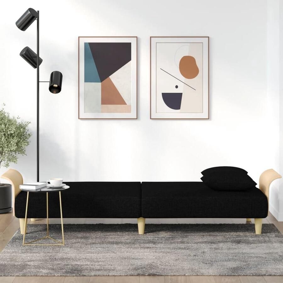 The Living Store Slaapbank Comfort Banken 224x89x70 cm Zwart Slaapbank Zwarte Slaapbank Tweepersoons Slaapbank Design Slaapbank Multifunctioneel Meubilair - Foto 2