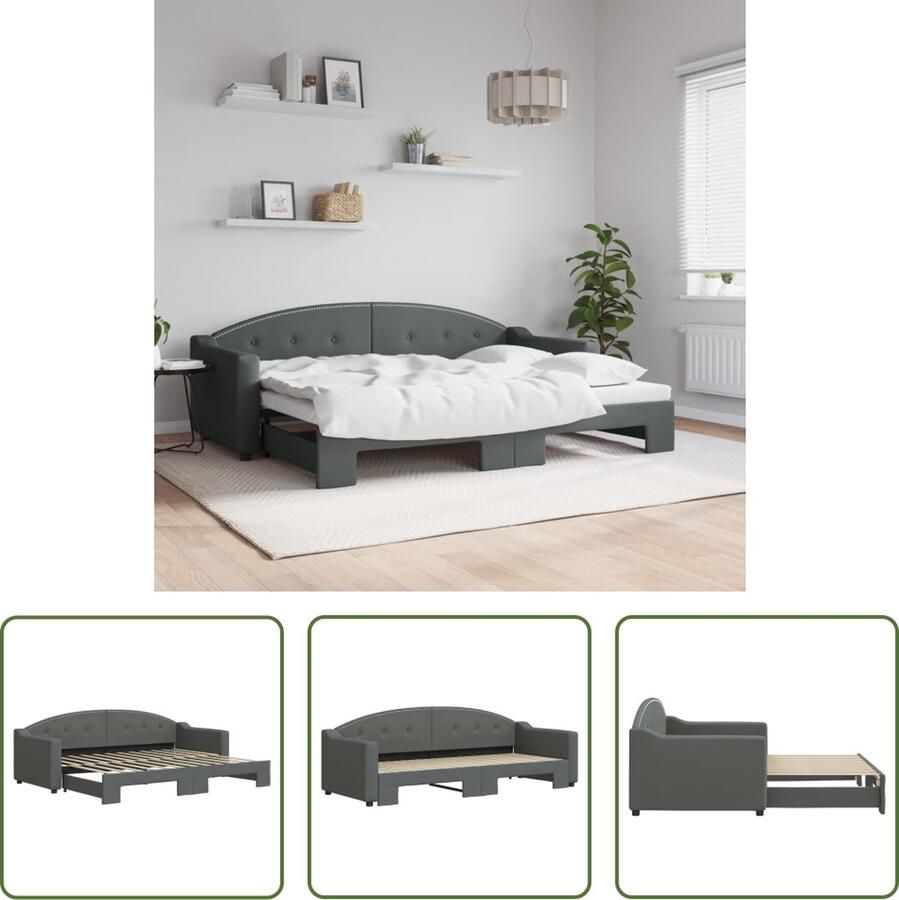 The Living Store Slaapbank Donkergrijs 223x90x75 cm 2-in-1 bank en bed duurzame stof solide constructie Slaapbank Sofa Bed Donkere Meubels Tweepersoonsbed Multifunctioneel Meubel - Foto 2