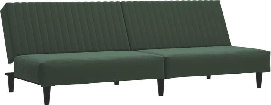 The Living Store Slaapbank Donkergroen Fluweel 2-persoonsbed 200 x 100 x 32 cm Slaapbank Tweepersoonsbed Donkere Kleuren Lounge Meubilair Fluweel Sofa - Foto 2