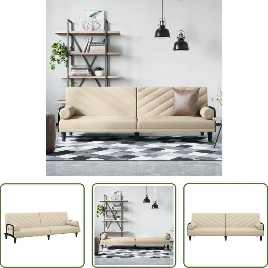 The Living Store Slaapbank Elegant Crème 205 x 89 x 70 cm Verstelbare rugleuning Slaapbank Sofa Bed Tweepersoonsbed Slaapplek Lounge Meubels - Foto 2