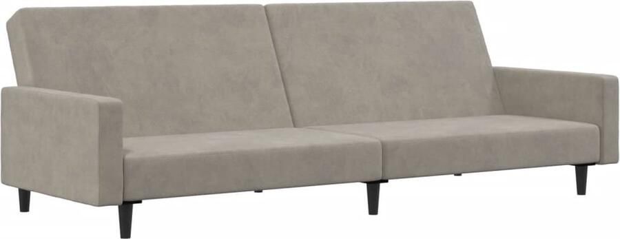 The Living Store Slaapbank Fluweel 2-Zits Lichtgrijs 220 x 84.5 x 69 cm Multifunctioneel comfort Slaapbank Tweezitter Fluweel Sofa Lounge Bank Gastenkamer Meubilair - Foto 2