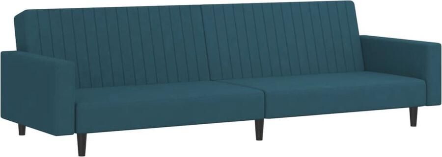 The Living Store Slaapbank Fluweel Blauw 220 x 84.5 x 69 cm 2-Zitsbank met 2-in-1 Functie Slaapbank Tweezitter Sofa Bed Lounge Meubilair Fluweel Bank - Foto 3