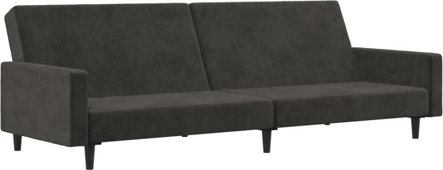 The Living Store Slaapbank Fluweel Donkergrijs 220 x 100 x 52 cm Multifunctioneel Slaapbank Tweepersoonsbed Lounge Sofa Multifunctionele Meubels Donkere Kleuren - Foto 4
