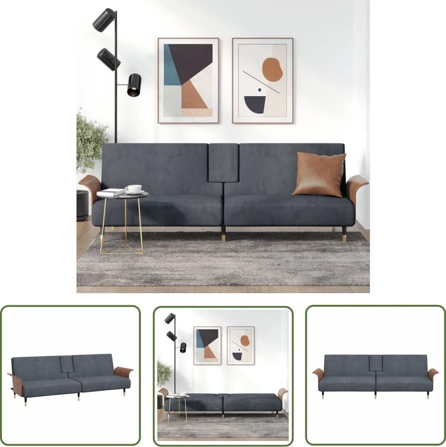 The Living Store Slaapbank Fluwelen Bank Verstelbare Rugleuning Comfortabele Zitplaats Praktisch Ontwerp Stevig en Stabiel Frame Metalen Voetjes - Foto 2