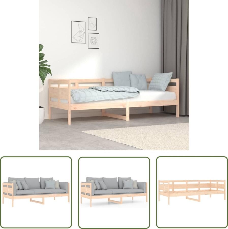 The Living Store Slaapbank Grenenhout 203.5 x 86 x 66 cm Onbehandeld Logeerbed en Bank Montage vereist Slaapbank Grenenhout Logeerbed Bank Meubels