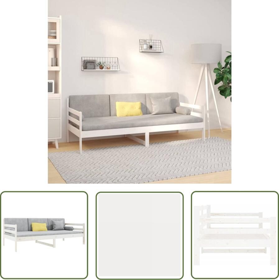 The Living Store Slaapbank 80x200 cm massief grenenhout wit Slaapbank Slaapbanken Bedbank Bed Bedframe Houten Bedframe Bedbodem Logeerbed Slaapmeubel Ledikant Bedbanken - Foto 2