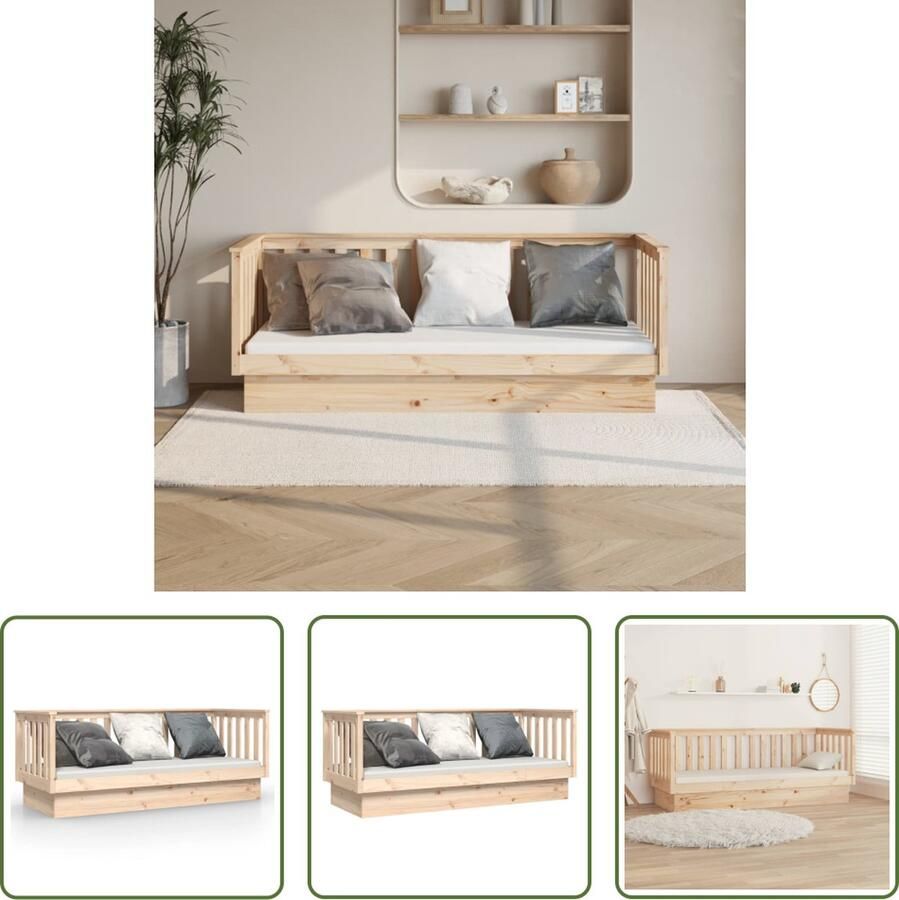The Living Store Slaapbank 90x190 cm massief grenenhout Slaapbank Slaapbanken Bedbank Bed Bedframe Houten Bedframe Bedbodem Slaapmeubel Ledikant Bedbanken Bedden - Foto 2