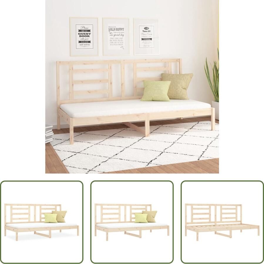 The Living Store Slaapbank 90x200 cm massief grenenhout Slaapbank Slaapbanken Bedbank Bed Bedframe Houten Bedframe Bedbodem Logeerbed Slaapmeubel Ledikant Bedbanken - Foto 2