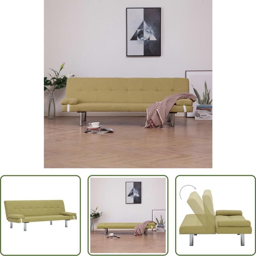 The Living Store Slaapbank Houten Frame Groen 168 x 77 x (61.5 64 66) cm 3 Verstelbare posities - Foto 2