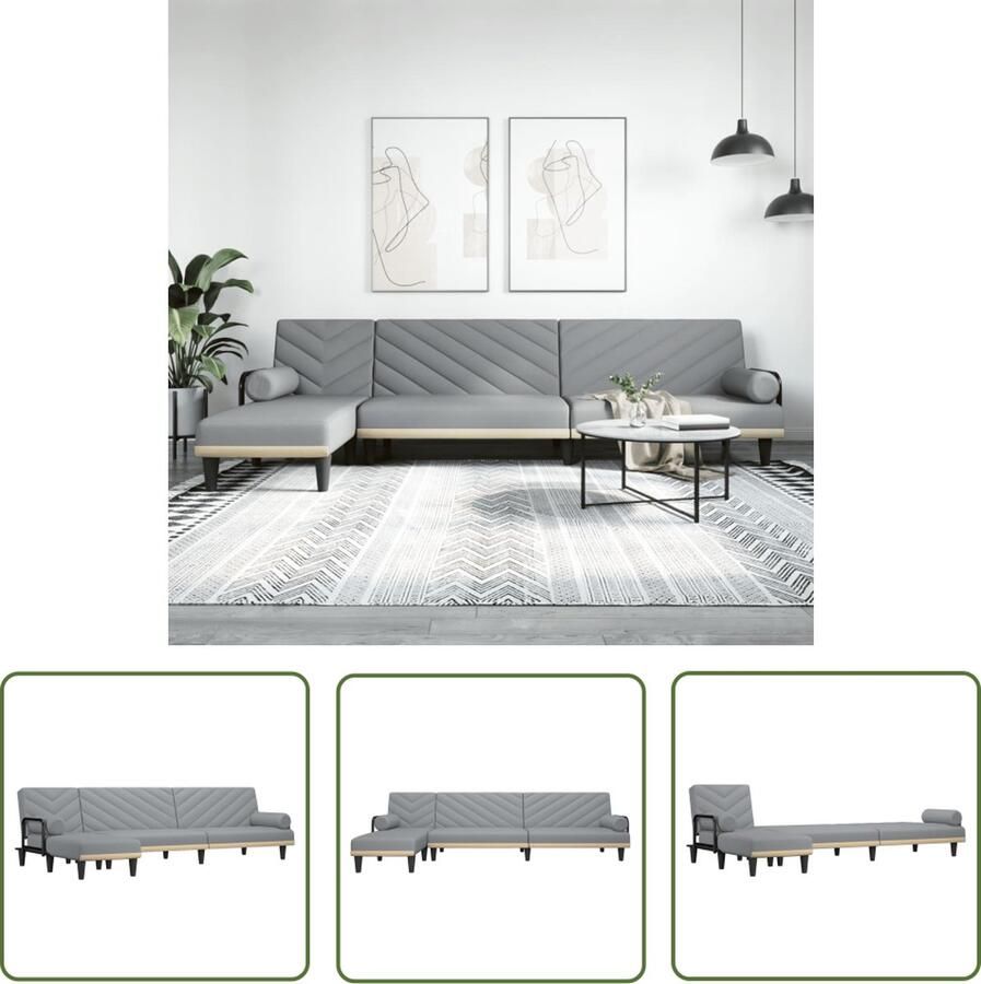 The Living Store Slaapbank L-vormige Lichtgrijs 260 x 140 x 70 cm Multifunctioneel Slaapbank Hoekbank Sofa Bed Multifunctionele Bank Grijs Meubilair - Foto 2