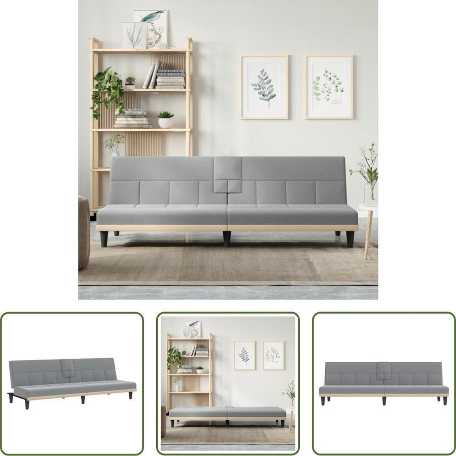 The Living Store Slaapbank Lichtgrijs 200x89x70 cm Verstelbare rugleuning Inklapbare theetafel Slaapbank Comfortabele Bank Lounge Bank Sofa Bed Tweepersoons Bank - Foto 2