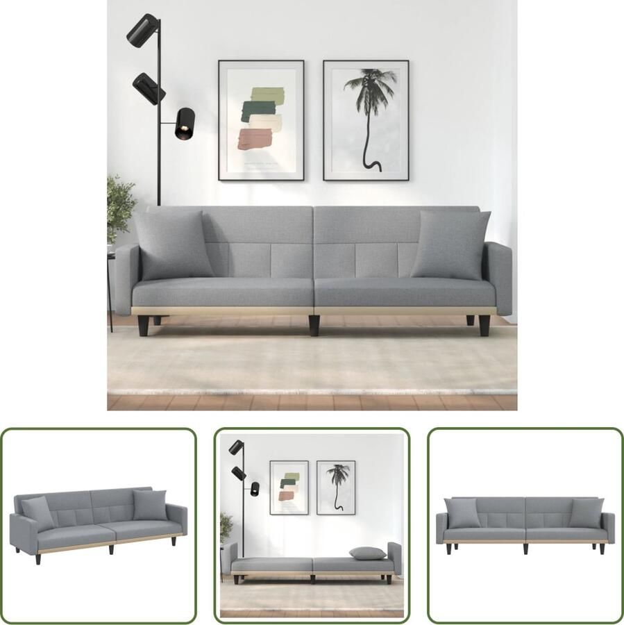 The Living Store Slaapbank Lichtgrijs 220 x 89 x 70 cm Verstelbare rugleuning Slaapbank Sofa Bed Comfortabele Zitbank Multifunctionele Meubels Grijs Meubilair - Foto 2