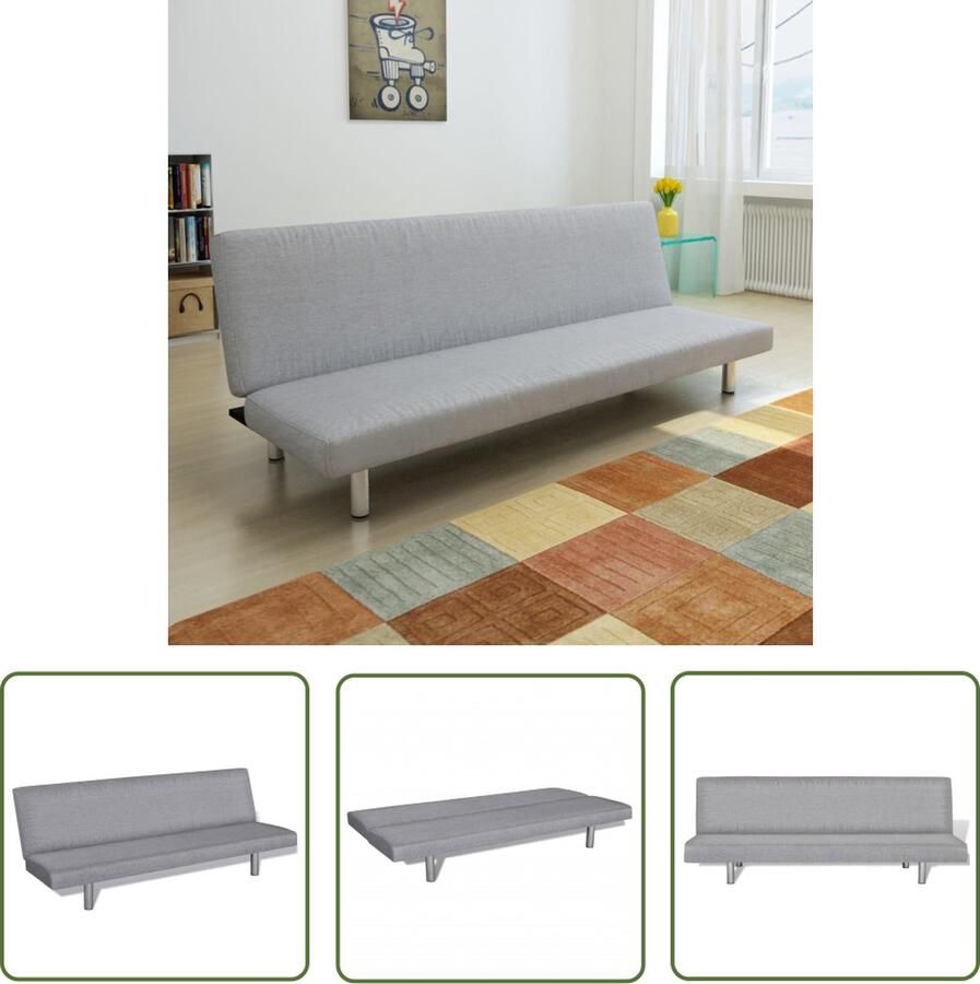 The Living Store Slaapbank Lichtgrijs Houten frame Verchroomde poten 168 x 76 x 66 cm 3 verstelbare posities Draagvermogen- 110 kg - Foto 2