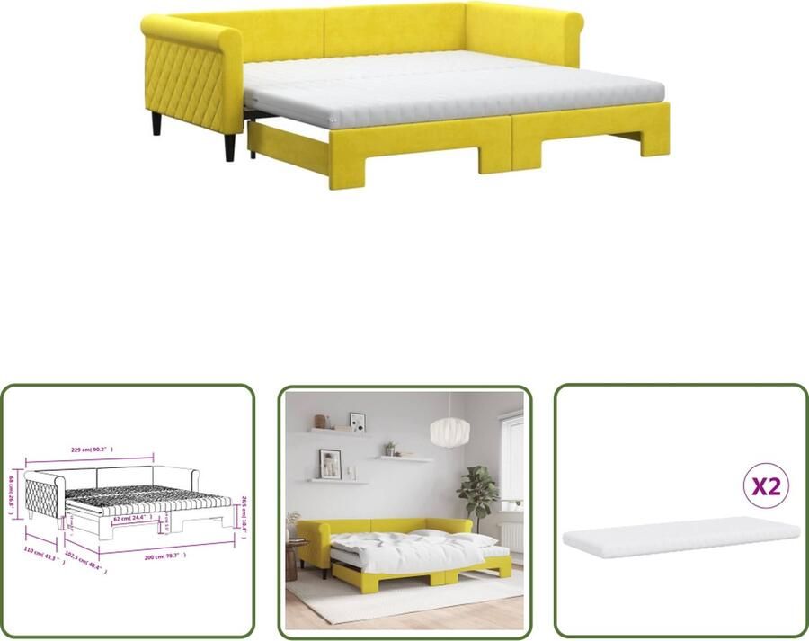 The Living Store Slaapbank Luxury Geel 229 x 110 x 68 cm Modern design