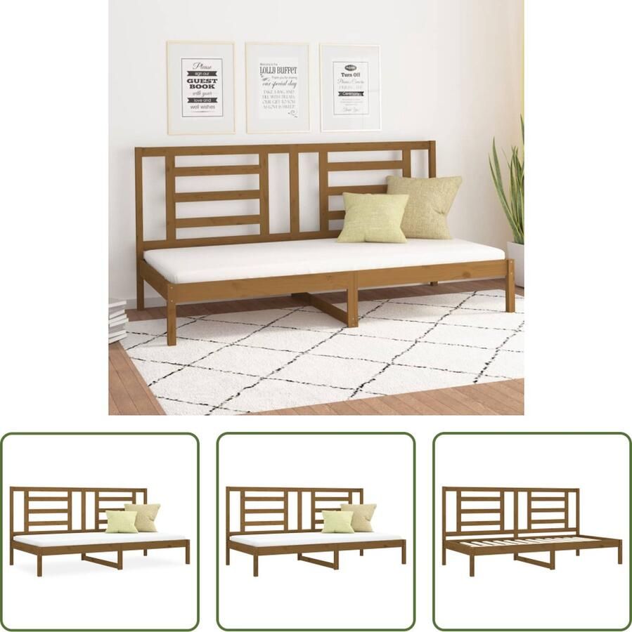 The Living Store Slaapbank 90x200 cm massief grenenhout honingbruin Slaapbank Slaapbanken Bedbank Bed Bedframe Houten Bedframe Bedbodem Logeerbed Slaapmeubel Ledikant Bedbanken - Foto 2