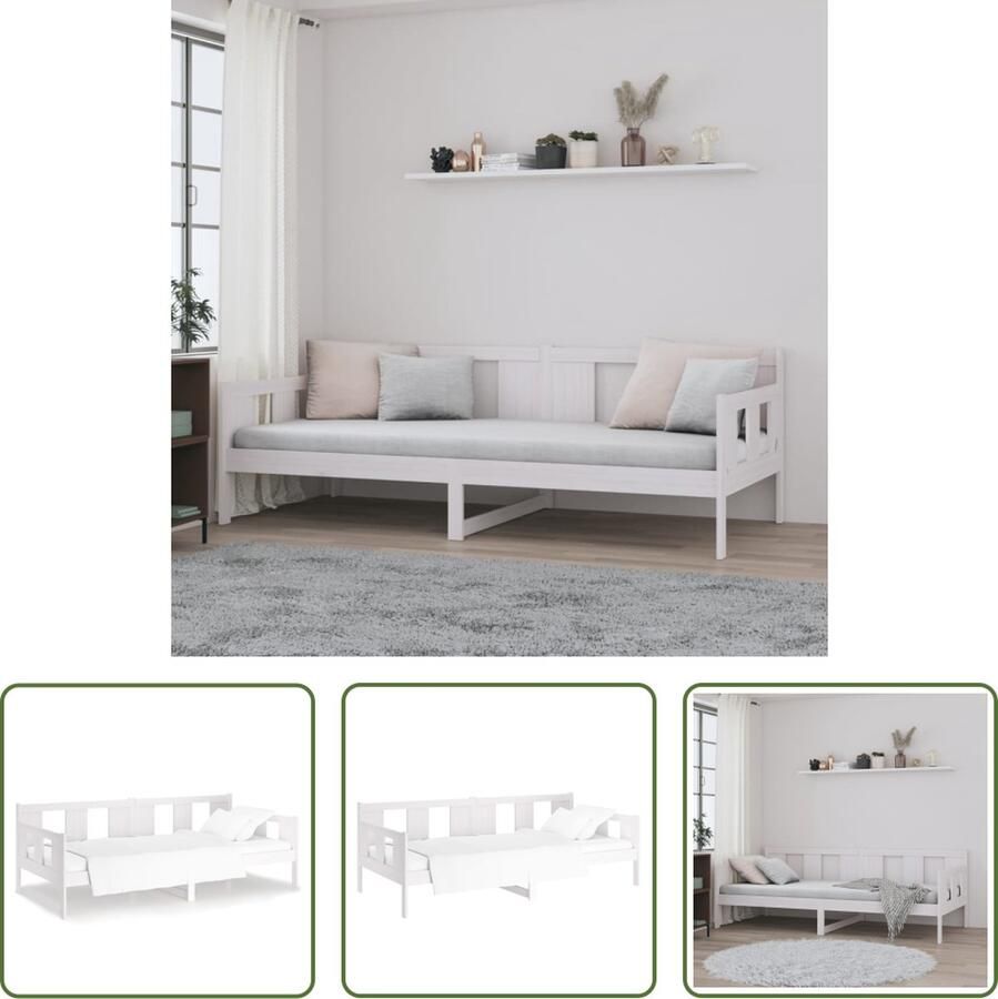 The Living Store Slaapbank Massief Grenenhout Wit 193.5 x 96 x 69.5 cm Stevige lattenbodem