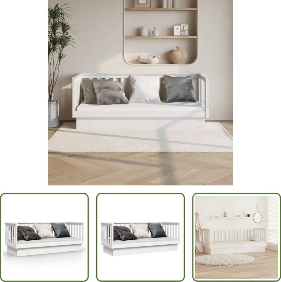 The Living Store Slaapbank 90x190 cm massief grenenhout wit Slaapbank Slaapbanken Bedbank Bed Bedframe Houten Bedframe Bedbodem Slaapmeubel Ledikant Bedbanken Bedden - Foto 2