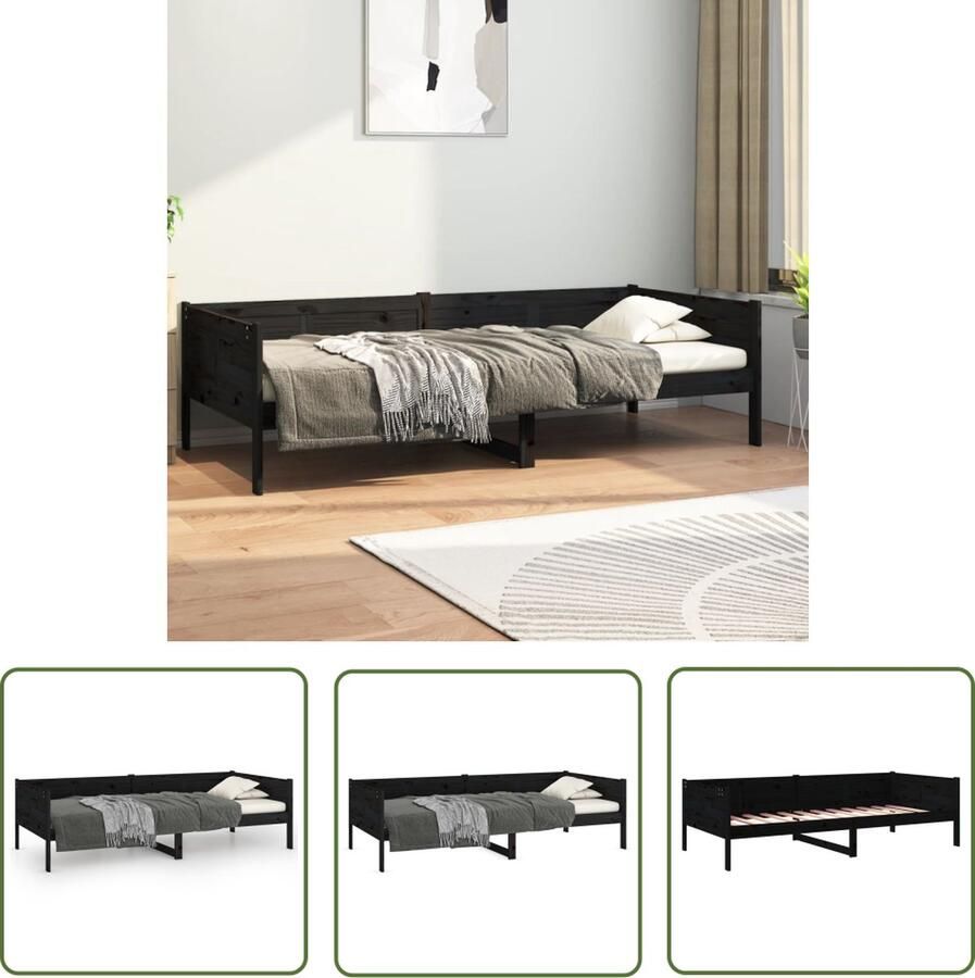 The Living Store Slaapbank Massief Grenenhout Rustieke Charme Stevige Lattenbodem Zwart 203.5 x 86 x 56.5 cm Slaapbank Zweefdeur Design Slaapkamer Rustic Interieur Hout Meubels - Foto 2