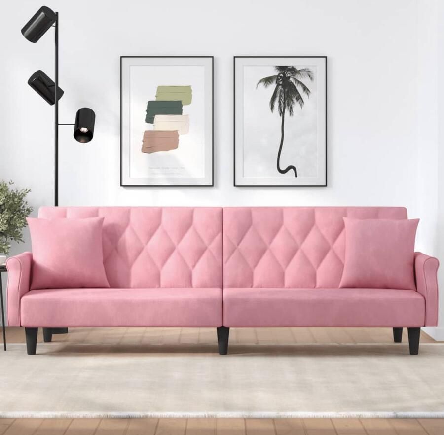 The Living Store Fluwelen Slaapbank Roze Verstelbare Rugleuning Comfortabele Zittingen Praktische Rolkussens Stevig Frame Handleiding Inbegrepen 216x89x70cm Slaapbank Fluwelen Bank Rozerode Bank Lounge Bank Tweepersoons Bank - Foto 2