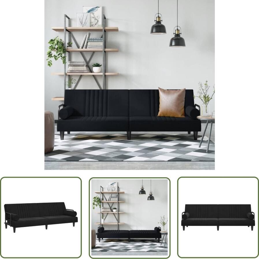 The Living Store Slaapbank Fluwelen Bank Verstelbare Rugleuning Comfortabele Zitervaring Praktische Rolkussens Stevig en Stabiel Frame 205x89x70cm Slaapbank Fluweel Sofa Tweepersoons Bank Design Bank Lounge Bank - Foto 2