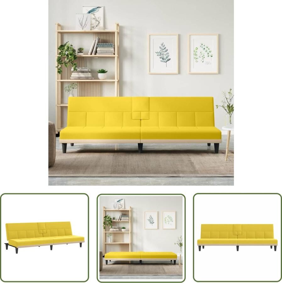 The Living Store Slaapbank Light Yellow 200x89x70 cm 3-positie Verstelbare Rugleuning USB-aansluiting Slaapbank Sofa Bed Kanapsbed Loungebank Comfortabele Bank - Foto 4