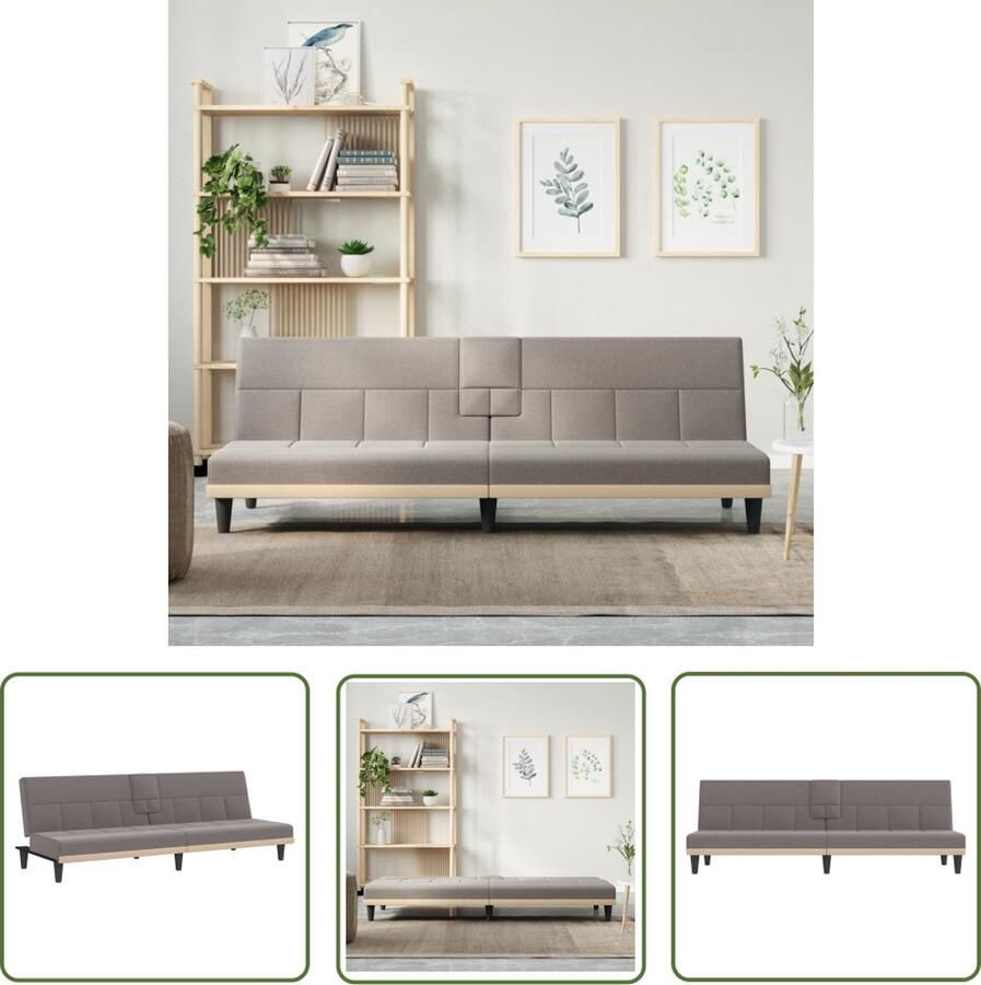 The Living Store Slaapbank Taupe 200x89x70 cm Verstelbare rugleuning Duurzaam materiaal Slaapbank Sofa Bed Tweepersoons Bank Lounge Bank Design Bank - Foto 2