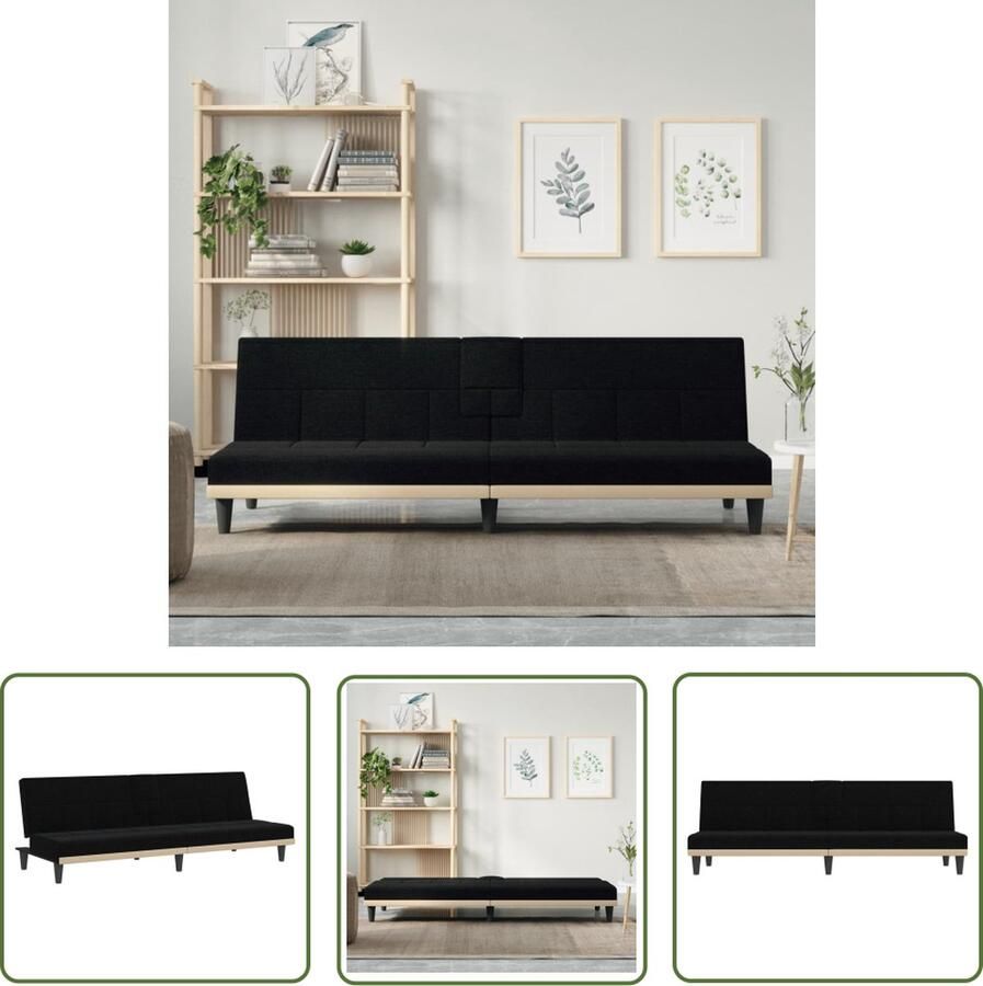 The Living Store Slaapbanken 200x89x70 cm Zwart USB-aansluiting Duurzaam materiaal Slaapbank Sofa Bed Tweepersoons Slaapkamer Comfortabele Zitzitting Usb Aansluiting - Foto 2