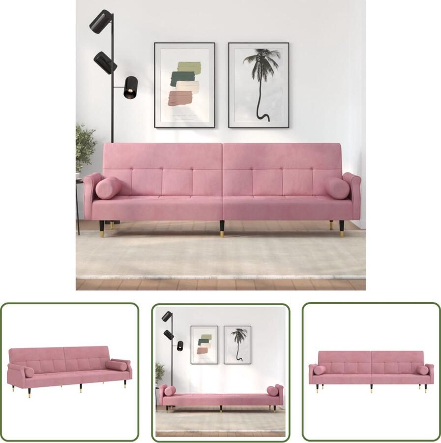 The Living Store Fluweel slaapbank Eenpersoons Roze Verstelbare rugleuning Slaapbank Rozerode Bank Fluweelb Bank Één Persoons Bank Kleine Bank - Foto 2