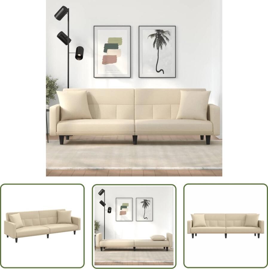 The Living Store Slaapbank Crème 220 x 89 x 70 cm verstelbare rugleuning comfortabele zitplaats stevig frame Slaapbank Sofa Bed Comfortabele Bank Tweepersoonsbed Slaapplek