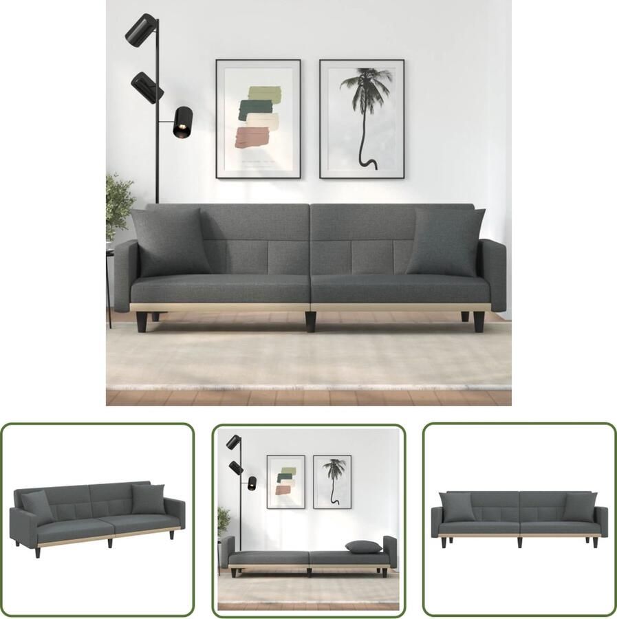 The Living Store Slaapbank Donkergrijs 220 x 89 x 70 cm Verstelbare rugleuning Comfortabele zitplaats Stevig frame Slaapbank Donkere Grijze Bank Tweepersoons Bank Comfortabele Bank Multifunctionele Bank - Foto 2