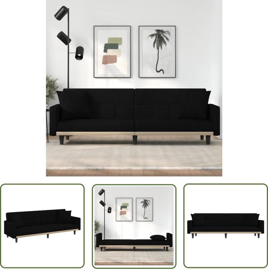 The Living Store Slaapbank Zwart 220 x 89 x 70 cm Verstelbare rugleuning Slaapbank Sofa Bed Tweepersoonsbed Lounge Bank Design Bank - Foto 2