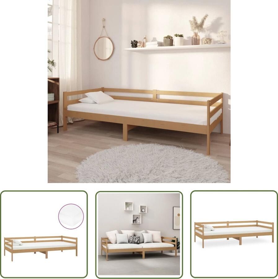 The Living Store Slaapbank met matras massief grenenhout honingbruin 90x200 cm Bedbank Bedbanken Bed Bank Bed Banken Slaapbank Slaapbanken Slaap Bank Slaap Banken Houten Bedbank Houten Bedbanken Houten Slaapbank - Foto 2