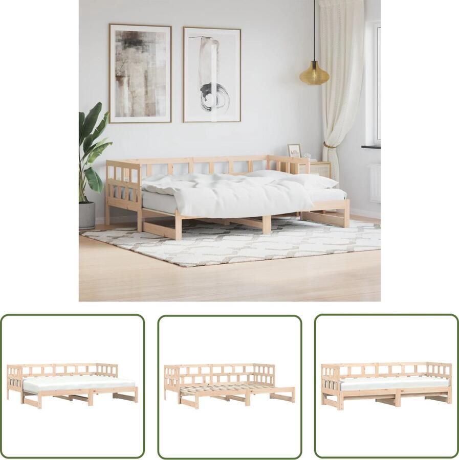 The Living Store Slaapbank Grenenhout 193.5 x 96 x 68.5 cm Inclusief Extra Opbergruimte Slaapbank Houten Bank Tweepersoons Bed Stapelbed Daybed