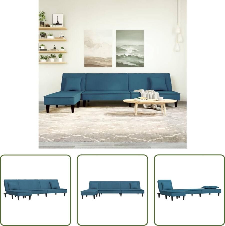The Living Store Slaapbank Multifunctioneel 255x140x70cm Fluweel Slaapbank Sofa Bed Lounge Bank Tweezitter Driezitter