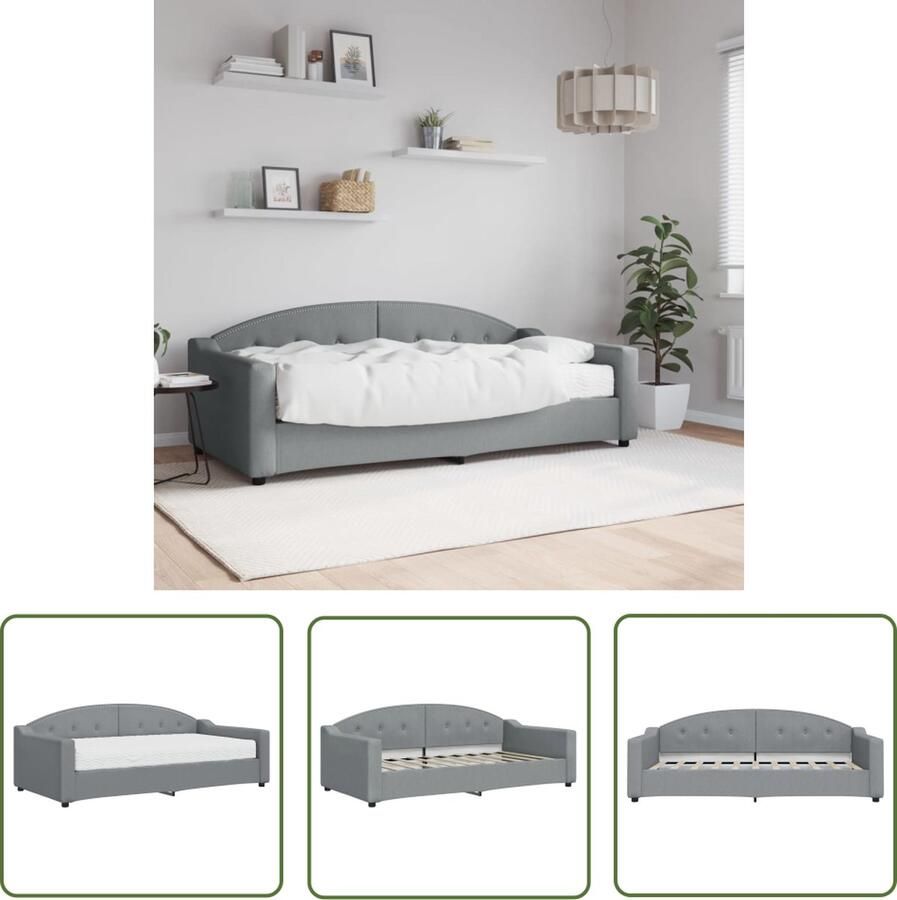 The Living Store Slaapbank Praktische en Opvallende 2-in-1 Lichtgrijs 212x100x75 cm Slaapbank Sofa Bed Tweepersoons Bed Compact Bed Multifunctioneel Meubilair