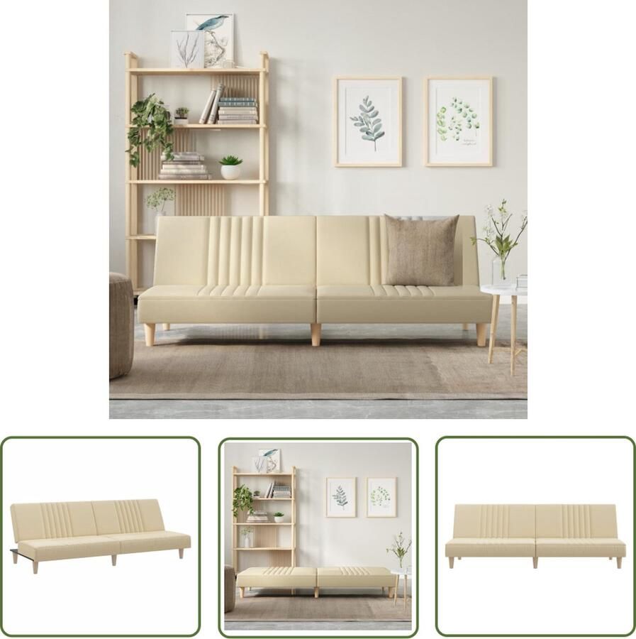 The Living Store Slaapbank Crème 200x89x70cm Verstelbare rugleuning Slaapbank Sofa Bed Tweepersoonsbed Comfortabele Zitzitting Stoffen Bank - Foto 2
