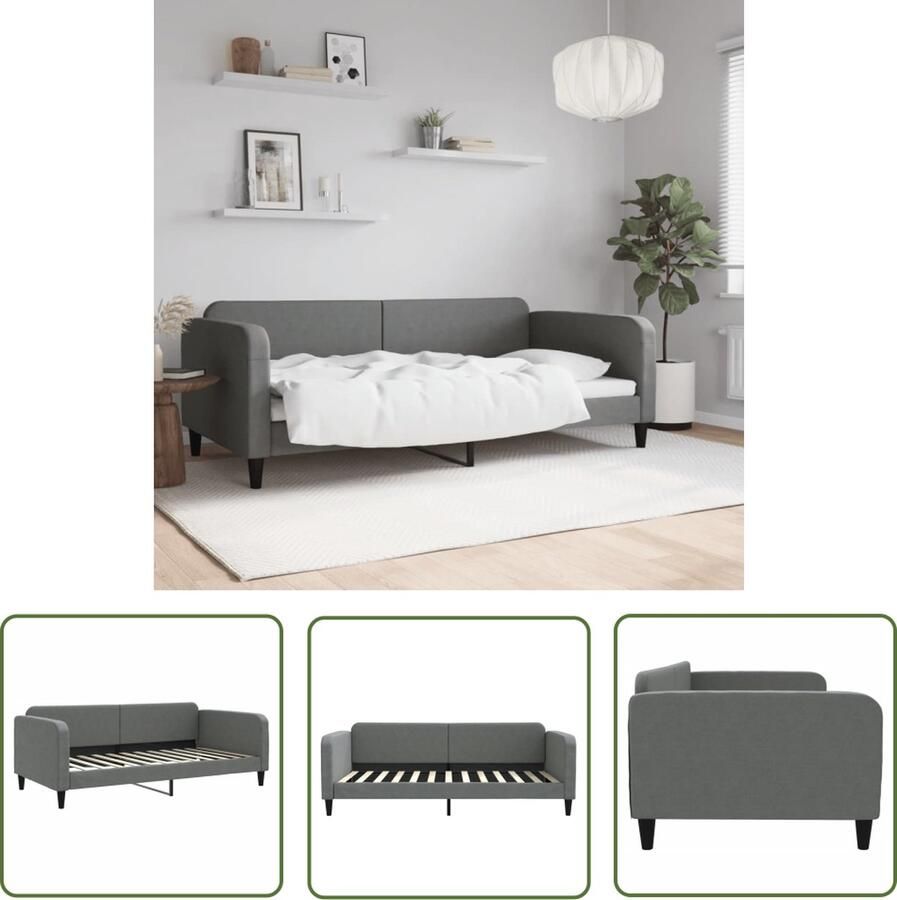 The Living Store Slaapbank Stof Donkergrijs 223x110x75 cm Multiplex lattenbodem